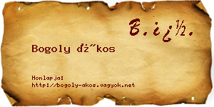 Bogoly Ákos névjegykártya